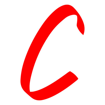 English letter C in red, handwritten with a marker, teachers mark for the task.のイラスト素材