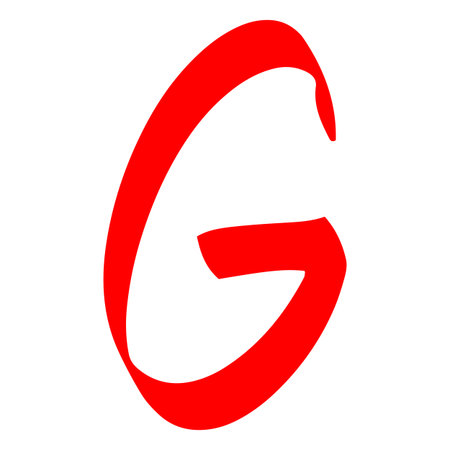 Exam score red marker symbol, grade result G, test result letter, handwritten student evaluation sign, assessment markのイラスト素材