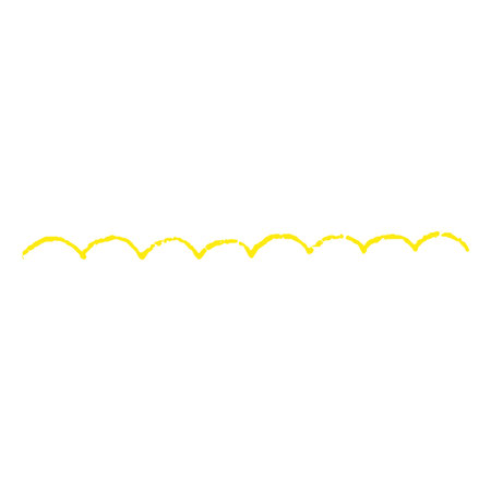 Yellow crayon hand painting, vector important underlined, handwriting pencil chalk wavy line, scribble emphasis strokeのイラスト素材