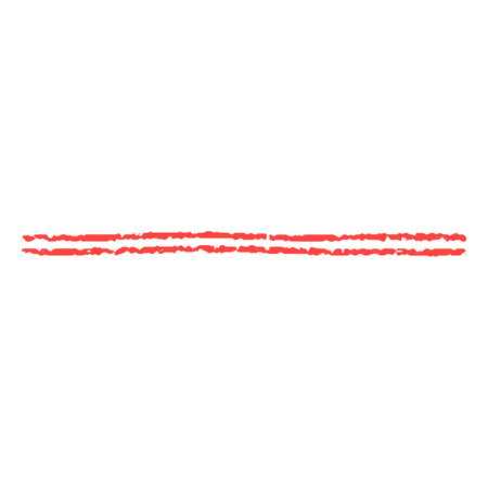 Red crayon straight double line doodle painting, vector underlined, handwriting pencil chalk scribble stroke patternのイラスト素材