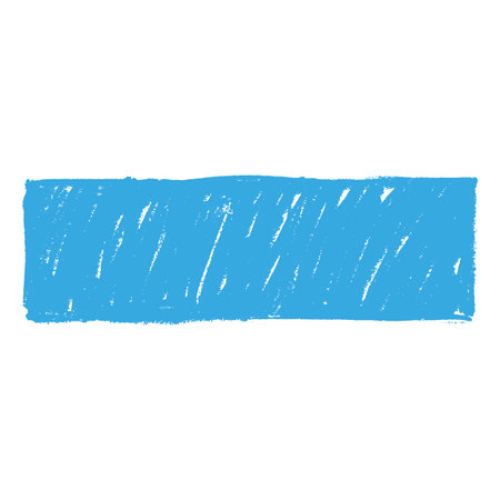 Blue crayon sketch horizontal plate shape, scribble rectangle figure chalk or pencil texture, doodle kids hand drawingのイラスト素材
