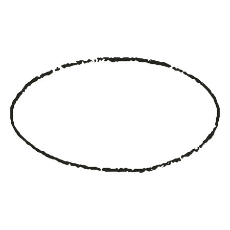 Charcoal or crayon outline geometric round vector shape, scribble oval chalk or pencil texture, kid hand drawing frameのイラスト素材