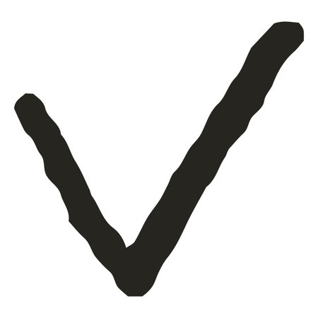 Abstract black check mark, hand drawn with pencil or marker, jagged line.のイラスト素材