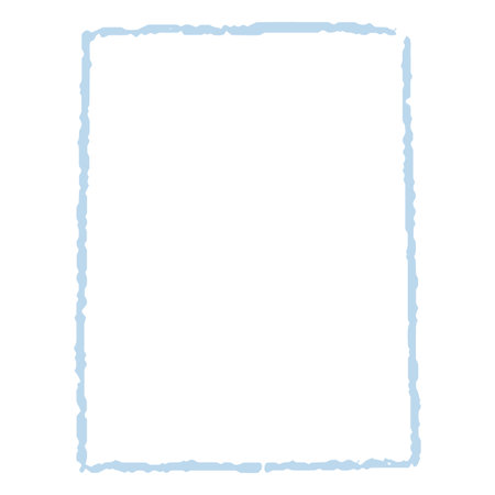 Blue pastel crayon geometric rectangle vector outline shape, scribble rectangle chalk pencil frame, doodle text boxのイラスト素材
