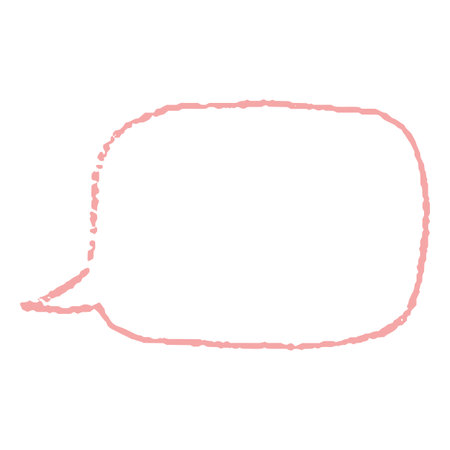 Speech bubble red pastel color, vector cartoon crayon communication rectangle frame rounded corners chalk text boxのイラスト素材