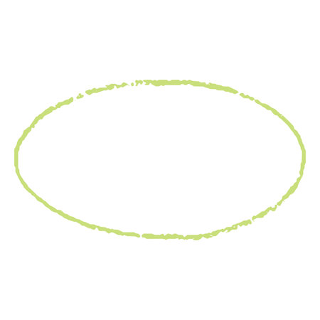 Crayon sketch round shape green outline, scribble oval figure chalk or pencil texture, kids drawing, doodle text boxのイラスト素材