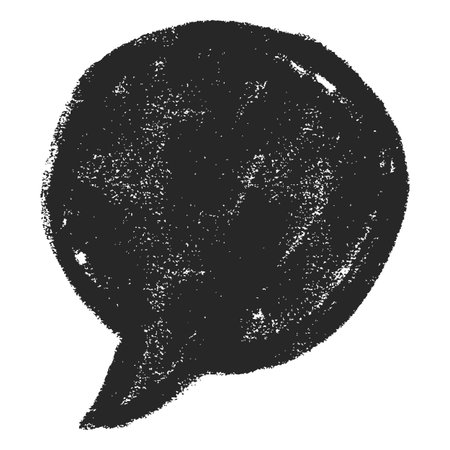 Speech bubble black chalk or crayon texture round silhouette, vector cartoon graphite text box, dialogue cloudのイラスト素材