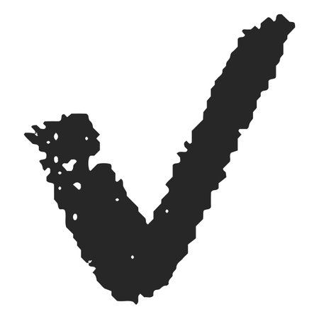 Tick mark sign, hand drawn with charcoal or black marker.のイラスト素材