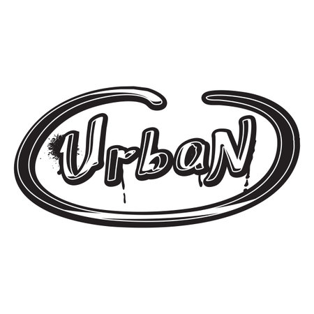 Spray painted graffiti Urban text, vector black spray paint textured stylized typographic street art, aerosol letteringのイラスト素材