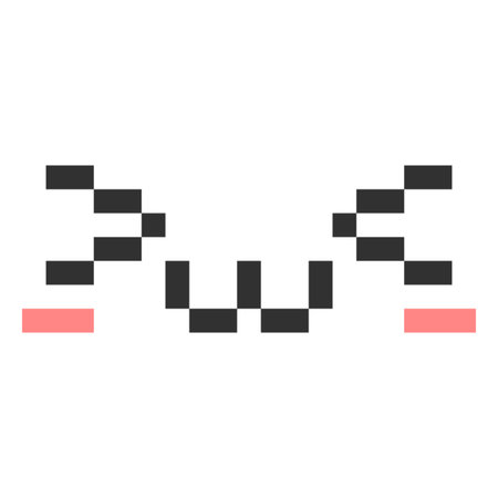 Kawaii happy face, with closed eyes, cheeks mouth, pixel icon 8 bit.のイラスト素材