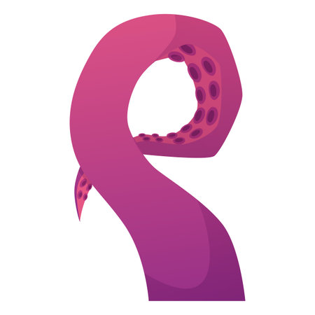 Octopus twisted long tentacle with suckers vector flat icon, sea monster kraken limb, cartoon sea and ocean animalのイラスト素材