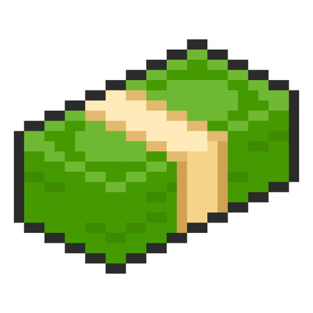 Stack of currency banknotes pixel art, vector retro 8 bit wrap green paper bill dollars money cash black outlineのイラスト素材