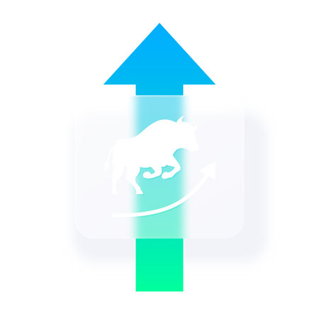 Business graphic growth chart graph with bull silhouette and glassmorphism effect, vector blur glass...