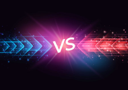Speed rush neon glowing arrows blue vs pink colors, light speed dynamic arrow trails, background...