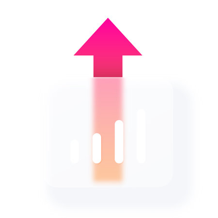 Business growth chart line graph glassmorphism effect, vector transparent glass blur button with data sign on arrowのイラスト素材