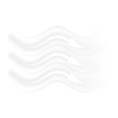 Air flow, white wave arrows showing wind direction of air movement, vector normal stream from an air conditionerのイラスト素材