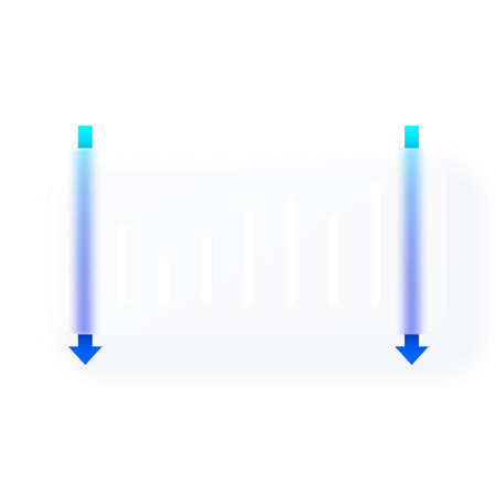 Business graphic decrease chart graph with glassmorphism effect, transparent glass blur button on two down trend arrowsのイラスト素材