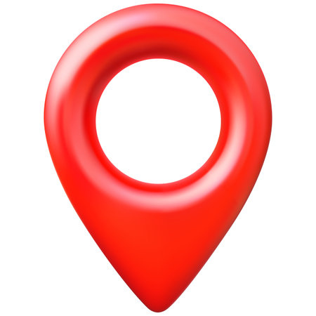 GPS navigation icon, 3D pin on the map, front view, red.のイラスト素材