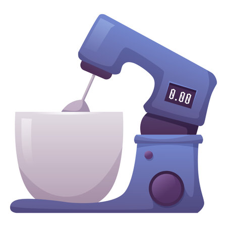 Kitchen mixer with cup, electronic, mixing ingredients.のイラスト素材