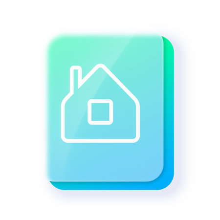 House symbol button glassmorphism effect vector icon, transparent blur glass blue gradient plate, UI homepage interfaceのイラスト素材