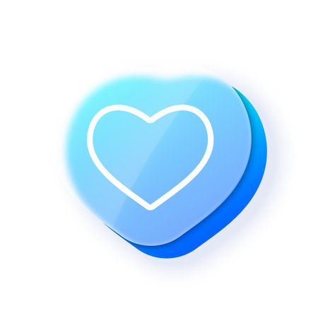 Heart button glassmorphism effect vector icon, love symbol transparent blur glass button, UI UX interface, user softwareのイラスト素材