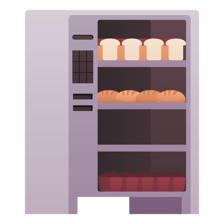 Oven for baking bread, professional equipment, open door, cooking process.のイラスト素材