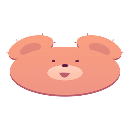 Brown rug bear muzzle shape with ears, vector cartoon cute animal head carpet, cozy home textile decorative neat matのイラスト素材