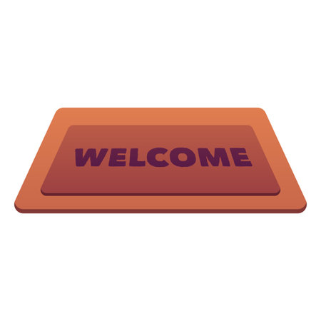 Brown doormat, rectangular, with the inscription "Welcome."のイラスト素材