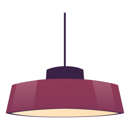 Pendant lamp with a burgundy lampshade and cord. Indoor lighting.のイラスト素材