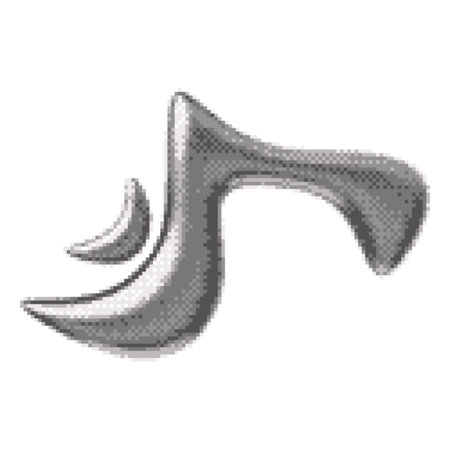 Y2K Pixelated abstract fluid shape with a halftone chrome surface, 8-bit.のイラスト素材