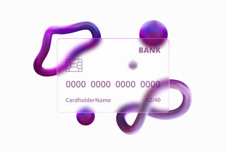 Realistic bank credit card with glassmorphism effect, vector transparent matt business card finance banking technologyのイラスト素材