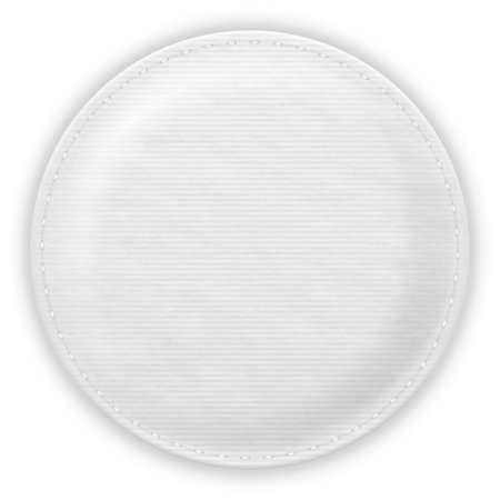 Cosmetic cotton pad disk, vector realistic white round pad with embossed line pattern on surface texture, soft skin careのイラスト素材