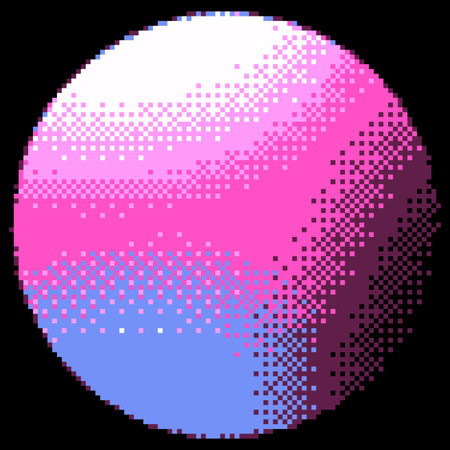 Pink gradient circle vector pixel art with holographic effect, dotted pattern, y2k abstract squared grainy round shapeのイラスト素材