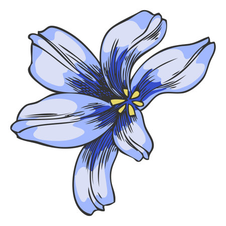 Hyacinth flower sketch vector icon, hand drawn spring blue bud blossom plant, blooming herb, botanical designのイラスト素材