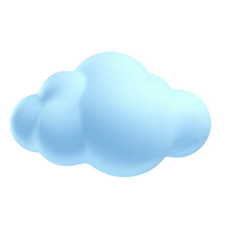 Blue cloud 3d plastic style vector icon, cartoon weather forecast overcast symbol, realistic design elementのイラスト素材
