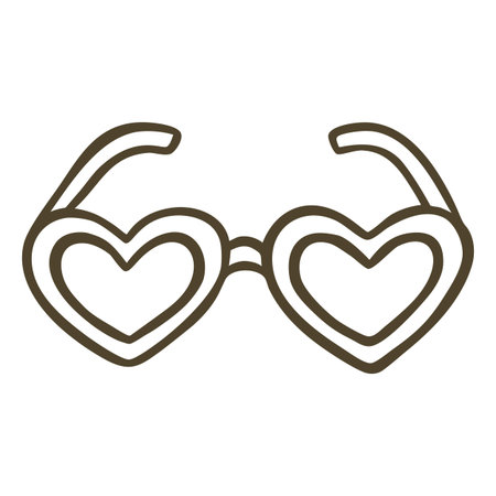 Sunglasses heart shape vector doodle, festive fashion summer or party eyewear accessory design, carnival decorationのイラスト素材