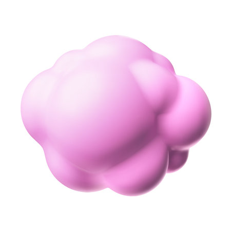 Pink cloud round shape 3D plastic style, vector cartoon weather forecast cloudy circle balloon, realistic meteorologyのイラスト素材