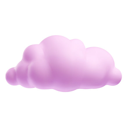 Pink cloud 3D cartoon plastic style vector icon, weather forecast cloudy symbol, realistic meteorology balloon designのイラスト素材