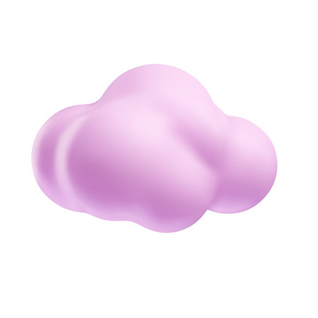 Pink cloud 3D plastic style vector icon, cartoon weather forecast cloudy symbol, realistic meteorology design elementのイラスト素材
