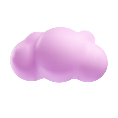 Pink cloud 3D plastic style vector icon, cartoon weather forecast cloudy symbol, realistic meteorology designのイラスト素材