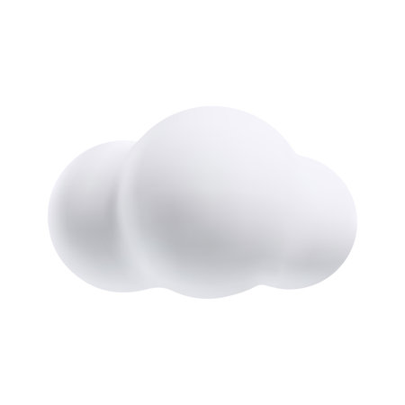 White cloud 3D plastic style vector icon, cartoon weather forecast cloudy symbol, realistic meteorology design elementのイラスト素材