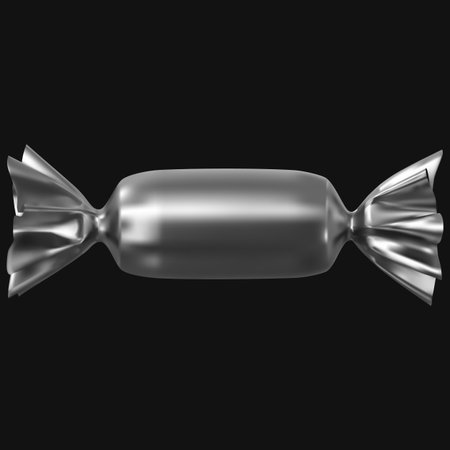 Metallic wrapper of a round elongated candy, realistic mockup, caramel, lollipop.のイラスト素材