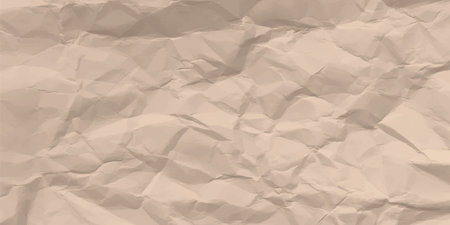 Crumpled brown paper texture, horizontal background with unevenness and folds.のイラスト素材