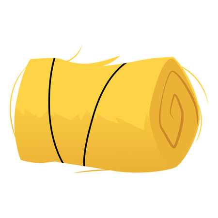 Haystack roll tied in rope flat vector icon, cartoon bale of hay, straw barn, agricultural forage fodder strawのイラスト素材