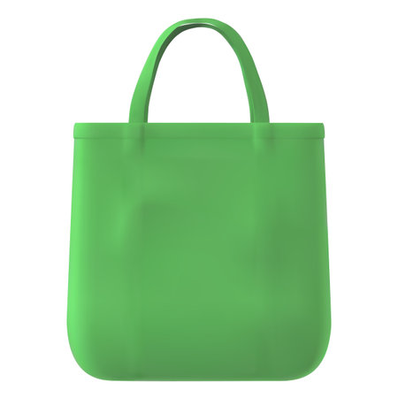 Realistic green fabric tote bag with handles, isolated iconのイラスト素材