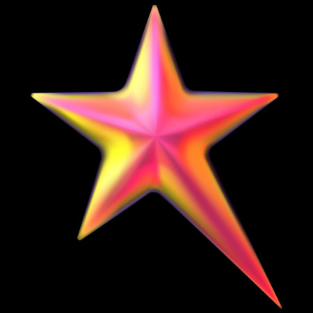 Iridescent star realistic 3D vector, red orange gradient space galaxy emoji, sparkle, asymmetrical...