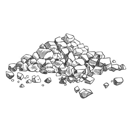 Granules heap sketch, tea tree granular pile, natural healthy plant essential product engraved hand drawn vectorのイラスト素材