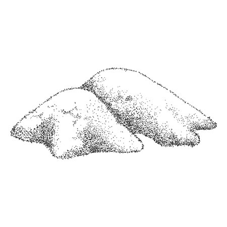 Sandalwood tree powder sketch, organic herbal cosmetics, medicinal plant extract product engraved hand drawn vectorのイラスト素材