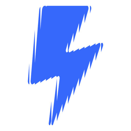 Blue flash lightning shape with ribbed glass effect, vector ripple blur thunderbolt fluted electricity high voltage signのイラスト素材