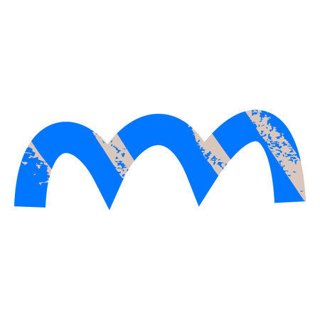 Abstract geometric paper cutout shape, blue with texture, wavy lines.のイラスト素材